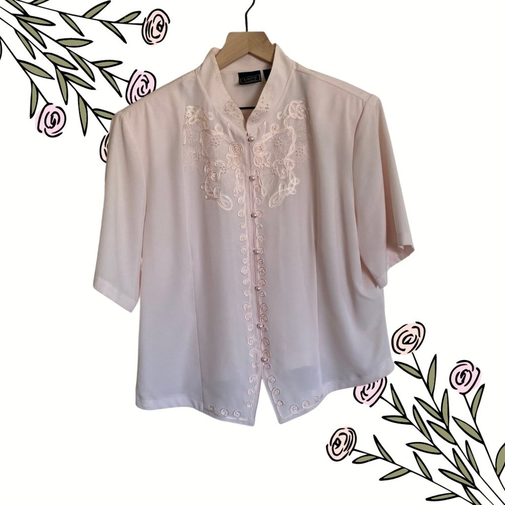 Vintage Laura Scott Embroidered Button Down Blouse